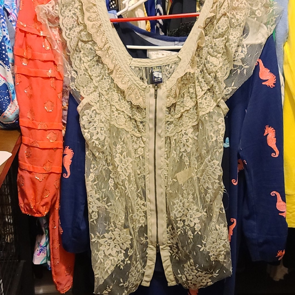Sheer gray blouse by free people